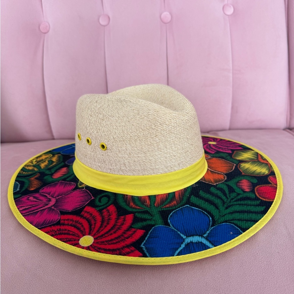 Latin’s Hand-made Floral Sun Hat with Wide Brim  SZ S